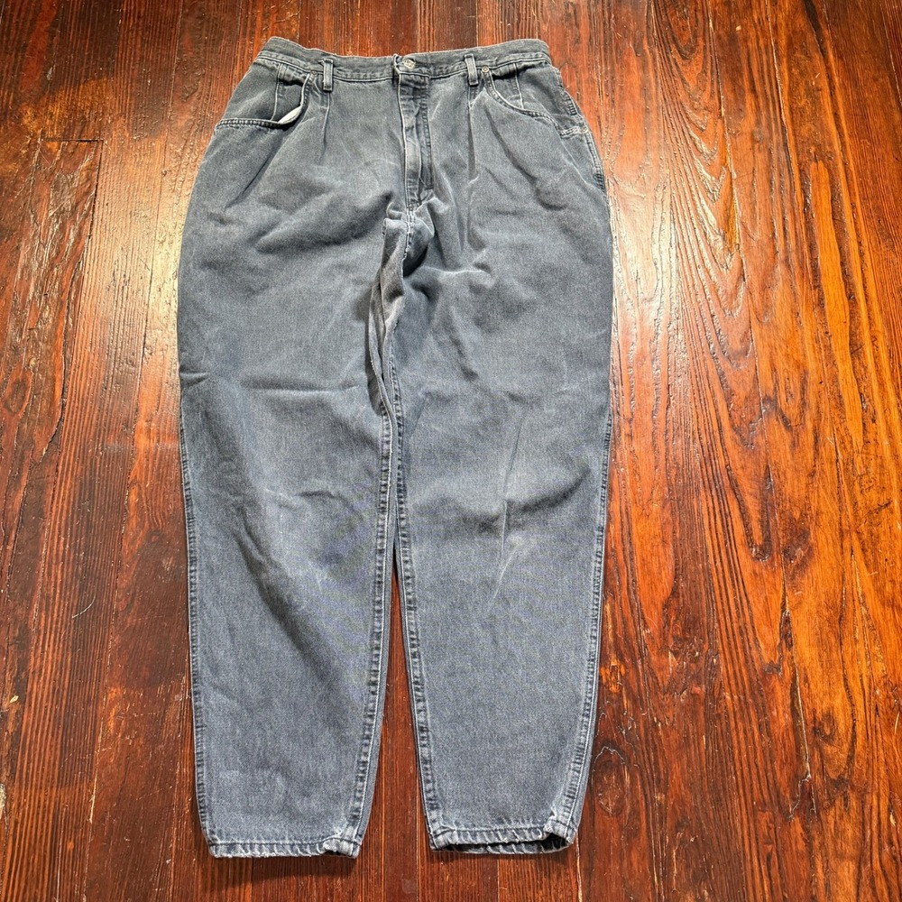 Vintage 90s Lee Jeans Womens 18 Faded Black Relaxed Tapered High Rise Pleated